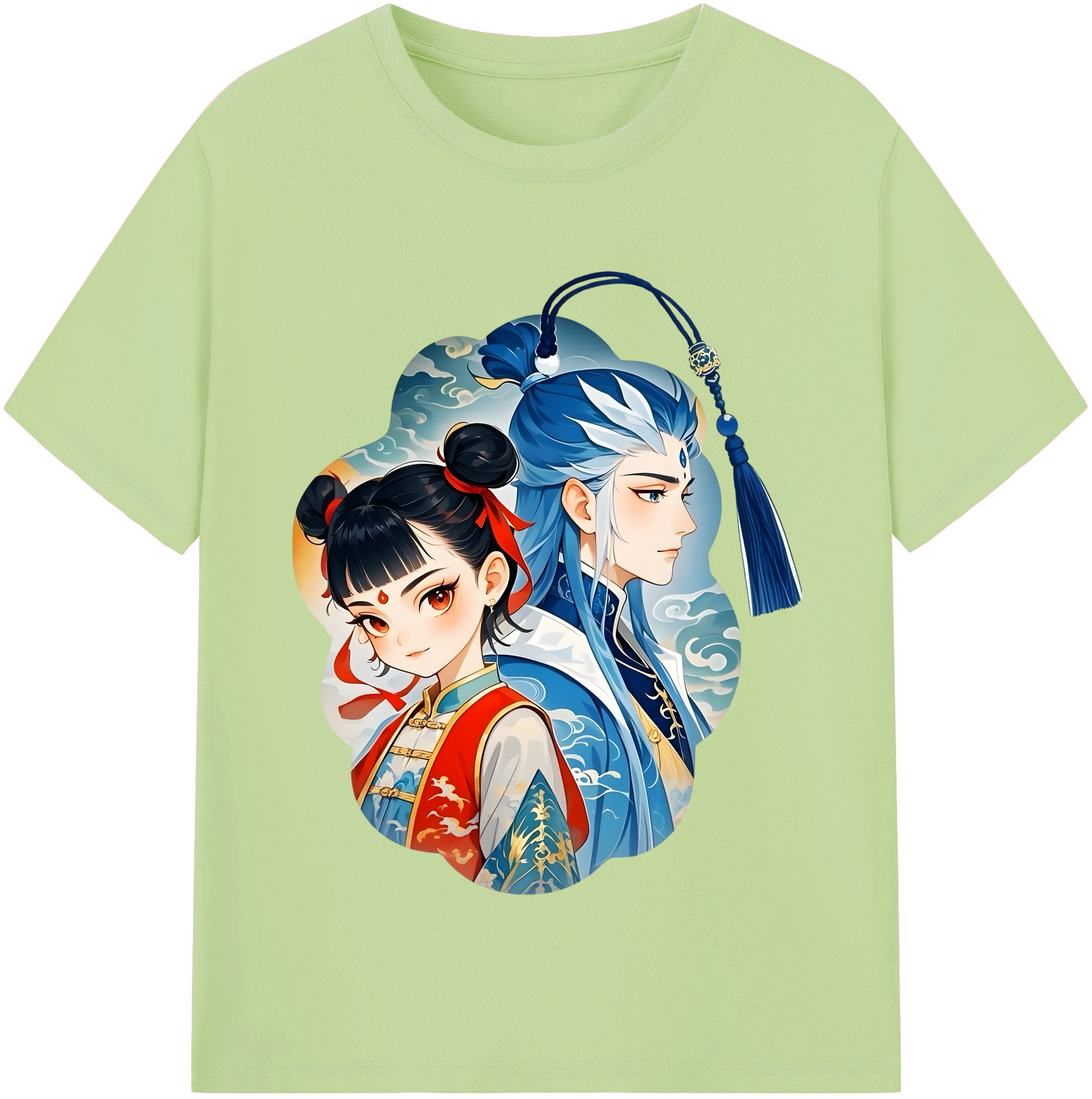 （画像用） Ne Zha 2 ナタ 魔童の大暴れ 綿100％半袖Tシャツ（フロントプリント）